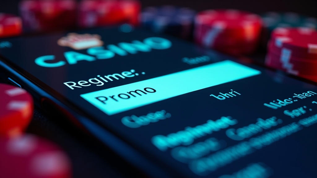 Registratieformulier met promotiecodeveld in een donker casino