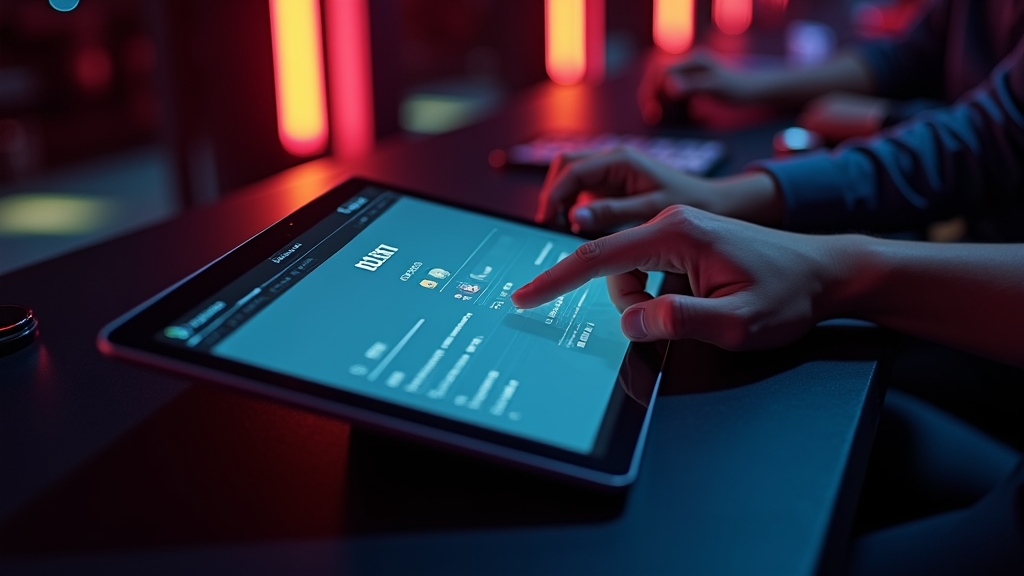 Donkere casinoomgeving met een registratieformulier op een scherm