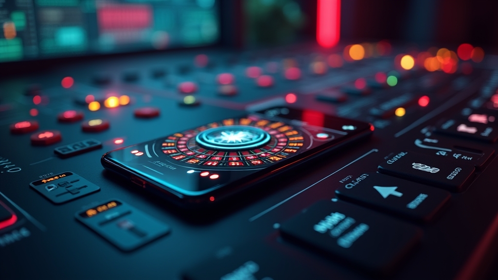 Smartphone met soepele softwarefuncties in een donkere casino-omgeving